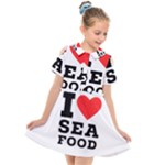 I love sea food Kids  Short Sleeve Shirt Dress