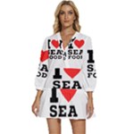 I love sea food V-Neck Placket Mini Dress