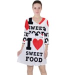 I love sweet food Quarter Sleeve Ruffle Waist Dress