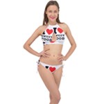 I love sweet food Cross Front Halter Bikini Set