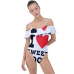 I love sweet food Frill Detail One Piece Swimsuit