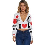 I love sweet food Long Sleeve Deep-V Velour Top