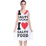 I love salty food V-Neck Midi Sleeveless Dress 