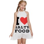 I love salty food Kids  Halter Collar Waist Tie Chiffon Dress
