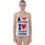 I love vegan food  Twist Front Tankini Set