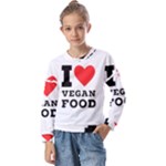 I love vegan food  Kids  Long Sleeve Tee with Frill 