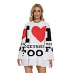 I love vegetarian food Round Neck Long Sleeve Bohemian Style Chiffon Mini Dress