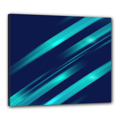 Blue Neon Lines, Blue Background, Abstract Background Canvas 24  x 20  (Stretched) from UrbanLoad.com