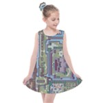 Arcade Game Retro Pattern Kids  Summer Dress