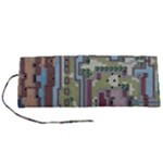 Arcade Game Retro Pattern Roll Up Canvas Pencil Holder (S)