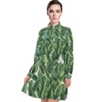 Green banana leaves Long Sleeve Chiffon Shirt Dress