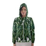 Green banana leaves Women s Hooded Windbreaker