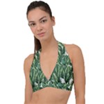 Green banana leaves Halter Plunge Bikini Top