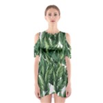 Green banana leaves Shoulder Cutout One Piece Dress