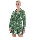 Green banana leaves Women s Long Sleeve Casual Dress