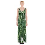 Green banana leaves Thigh Split Maxi Dress