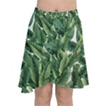 Green banana leaves Chiffon Wrap Front Skirt