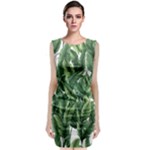 Green banana leaves Sleeveless Velvet Midi Dress