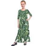 Green banana leaves Kids  Quarter Sleeve Maxi Dress