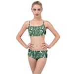 Green banana leaves Layered Top Bikini Set