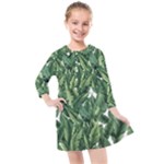 Green banana leaves Kids  Quarter Sleeve Shirt Dress