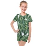 Green banana leaves Kids  Mesh T-Shirt and Shorts Set