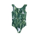 Green banana leaves Kids  Frill Swimsuit