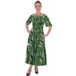 Green banana leaves Shoulder Straps Boho Maxi Dress 