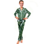 Green banana leaves Kids  Satin Long Sleeve Pajamas Set