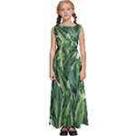 Green banana leaves Kids  Satin Sleeveless Maxi Dress