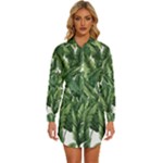 Green banana leaves Womens Long Sleeve Shirt Dress