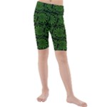 Green Floral Pattern Floral Greek Ornaments Kids  Mid Length Swim Shorts