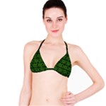 Green Floral Pattern Floral Greek Ornaments Classic Bikini Top