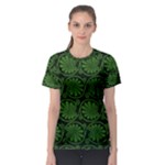 Green Floral Pattern Floral Greek Ornaments Women s Sport Mesh T-Shirt