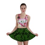 Green Floral Pattern Floral Greek Ornaments Mini Skirt