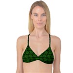 Green Floral Pattern Floral Greek Ornaments Reversible Tri Bikini Top