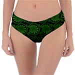 Green Floral Pattern Floral Greek Ornaments Reversible Classic Bikini Bottoms