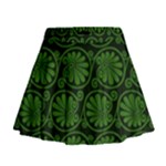 Green Floral Pattern Floral Greek Ornaments Mini Flare Skirt