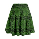 Green Floral Pattern Floral Greek Ornaments High Waist Skirt