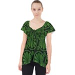 Green Floral Pattern Floral Greek Ornaments Lace Front Dolly Top