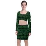 Green Floral Pattern Floral Greek Ornaments Top and Skirt Sets