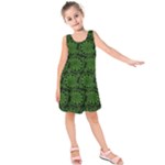 Green Floral Pattern Floral Greek Ornaments Kids  Sleeveless Dress