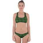 Green Floral Pattern Floral Greek Ornaments Cross Back Hipster Bikini Set