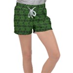 Green Floral Pattern Floral Greek Ornaments Women s Velour Lounge Shorts