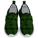 Green Floral Pattern Floral Greek Ornaments Kids  Velcro No Lace Shoes