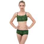 Green Floral Pattern Floral Greek Ornaments Layered Top Bikini Set