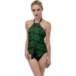 Green Floral Pattern Floral Greek Ornaments Go with the Flow One Piece Swimsuit