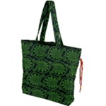 Green Floral Pattern Floral Greek Ornaments Drawstring Tote Bag