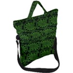 Green Floral Pattern Floral Greek Ornaments Fold Over Handle Tote Bag