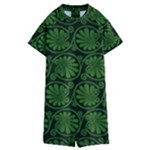Green Floral Pattern Floral Greek Ornaments Kids  Boyleg Half Suit Swimwear